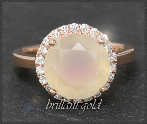 Diamant Chalcedon Ring Rotgold Clogau Brillant Gold