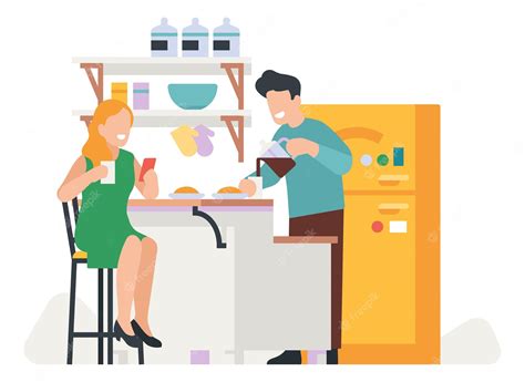 Premium Vector Couple Daily Routine Everyday Activity Guy And Girl Living Together Home