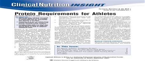 Protein Requirements For Athletes Clinical Nutrition Insight