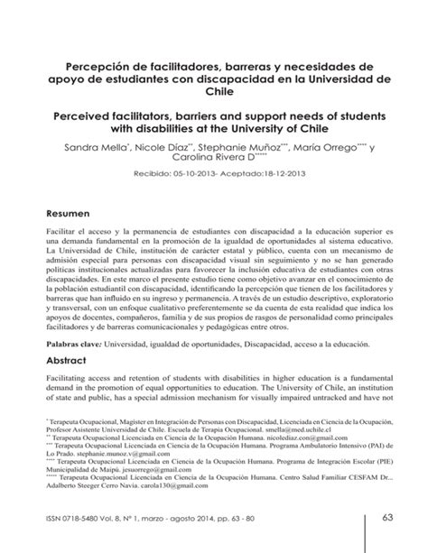 Percepci N De Facilitadores Barreras Y Necesidades De Apoyo De
