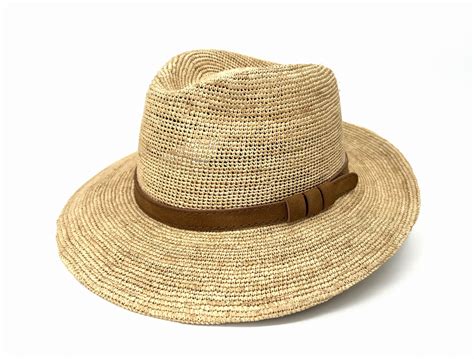 Le Szapo Fedora Braided Raffia Extra Fino With Brown Stripe Le Szapo Hat Shop Cracovie