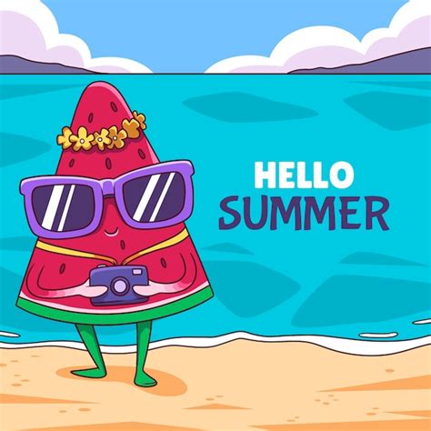 Free Vector Hand Drawn Hello Summer Illustration