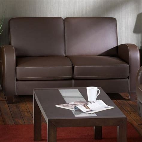 Varali Faux Leather Fold Out Sofa Bed In Chestnut - WorldOfSofaBeds.com