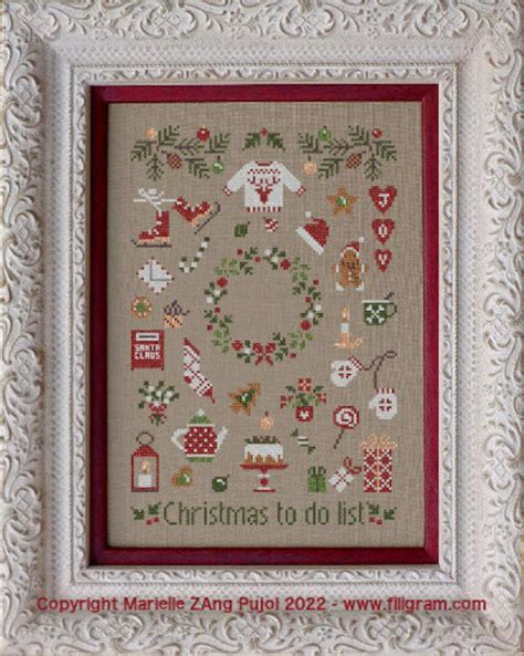 Filigram Christmas To Do List Counted Cross Stitch Pattern Dinky Dyes