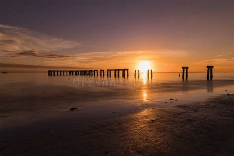 Evening Light On The Fishing Pier In Fort Myers Beach Stock Image