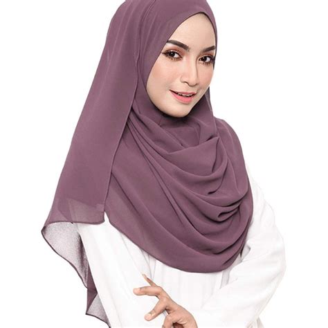 LMVERNA Solid Color Bubble Chiffon Scarf For Women Fashion Soft Hijab