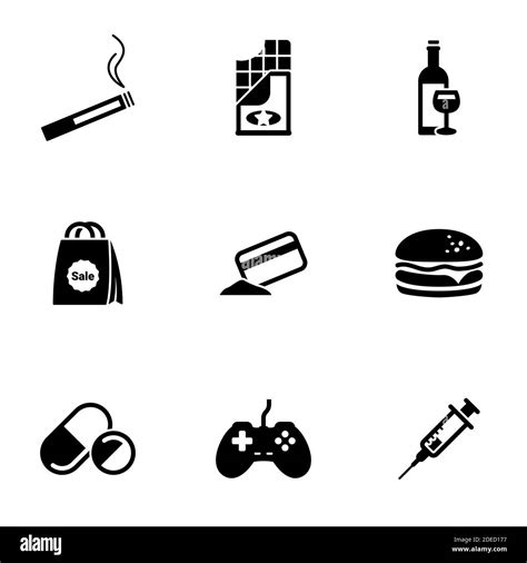 Set Of Simple Icons On A Theme Addiction Vector Design Collection