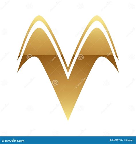 Golden Letter V Symbol On White Background Icon 7 Stock Vector