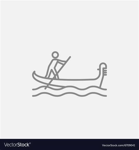 Sailor Rowing Boat Line Icon Royalty Free Vector Image