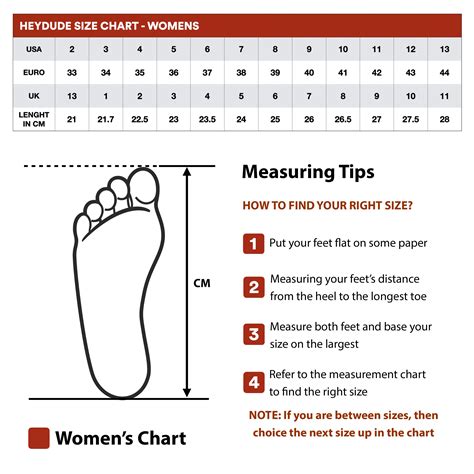 Hey Dude Size Chart Women