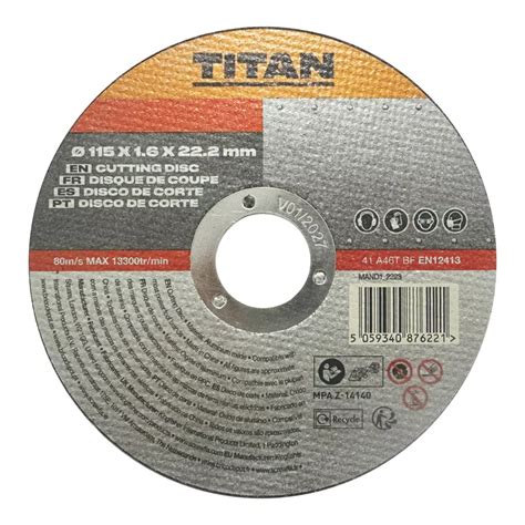 Titan Metal Cutting Disc 115mm 4 53 X 22 2mm Screwfix