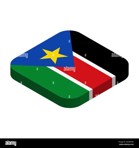 South Sudan Flag D Isometric Square Flag With Rounded Corners Stock