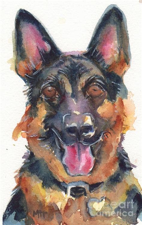 German Shepherd Watercolor Painting By Marias Watercolor