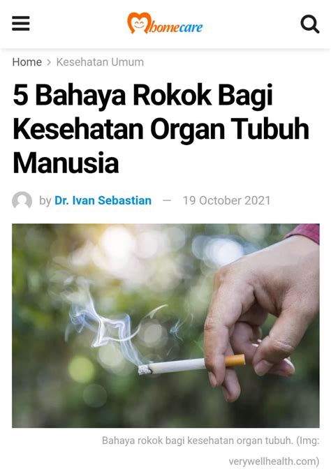 5 BAHAYA ROKOK BAGI KESEHATAN ORGAN TUBUH MANUSIA BAGIAN 1 AtmaGo