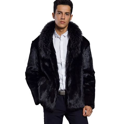 Men Fur Coat Winter 2017 Plus Size S 3xl Faux Fur Coat Men Parka Jackets Full Length Leather