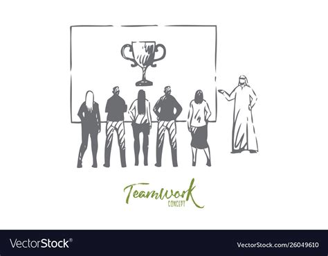 Teamwork concept sketch isolated Royalty Free Vector Image