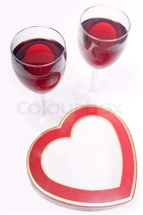 Pair Wine Glass With Heart Stock Image Colourbox