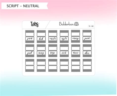 Planner Tabs Hobonichi Tabs Tab Dividers Monthly Tabs Etsy