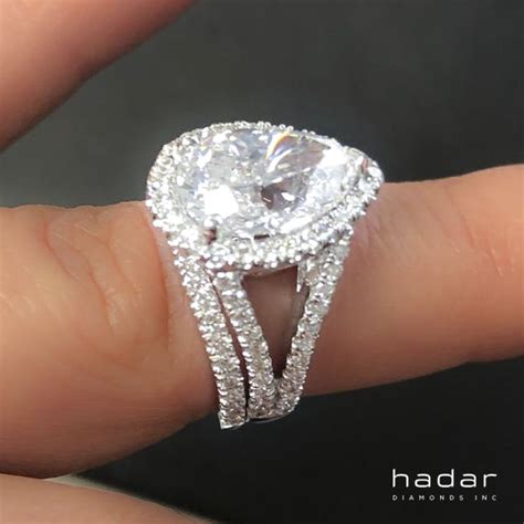 Split Shank Pear Brilliant Diamond Halo Engagement Ring