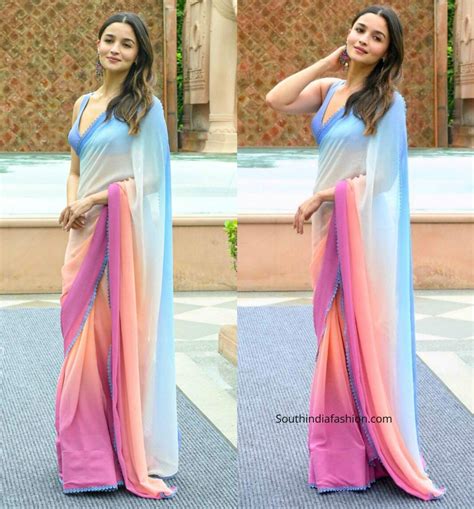 Alia Bhatt S Enchanting Ombr Saree By Manish Malhotra Redefining