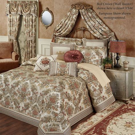 Geneva Jacquard Woven Jacobean Damask Oversized Bedspread Bedding