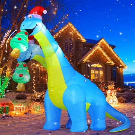 Comin Ft Christmas Inflatables Outdoor Decorations Blow Up Dinosaur