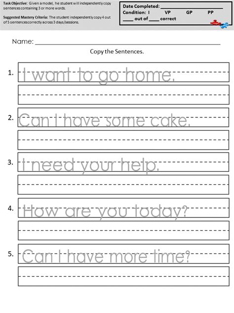 Sentence Handwriting Worksheet