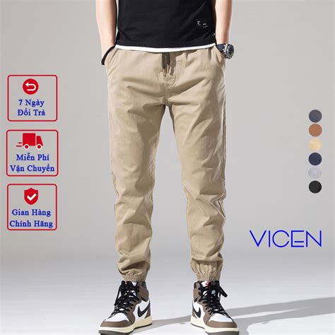 Qu N Nam Jogger Kaki Vicenzo Ng D Ng L Ng Thun Bo G U Cao C P Qu N