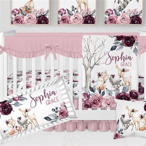 Floral Crib Bedding Set Baby Girl Crib Bedding Personalized - Etsy