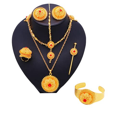 Ethiopian Necklace Earrings And Ring Set Wedding Set Habeshawi Store