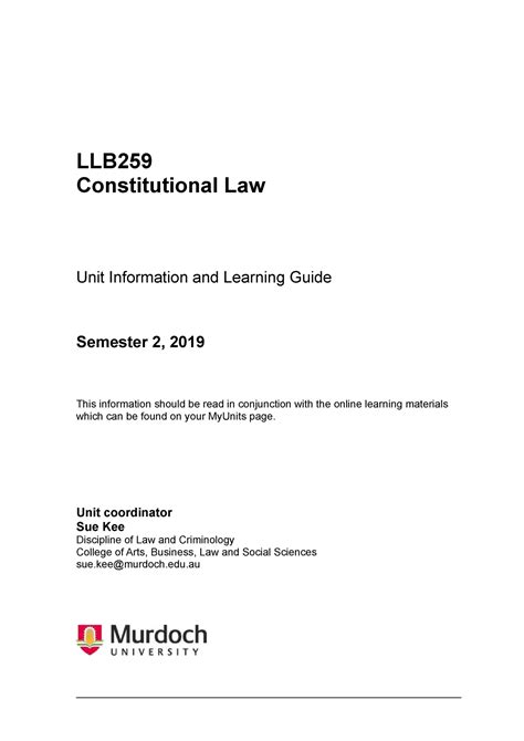 Llb259 2019 S2 Constitutional Law Unit Guide Llb Constitutional Law