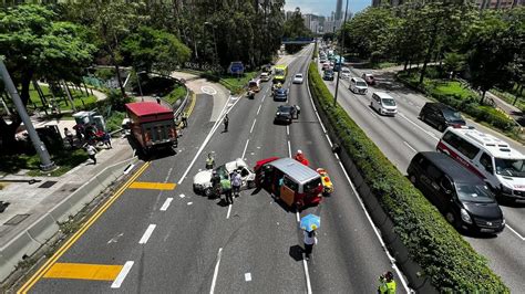 黃大仙龍翔道5車相撞釀6傷 往觀塘方向全線封閉 香港 大公文匯網