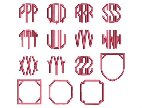 Octagon Monogram Font Embroidery Bx Font Octagon Monogram Etsy