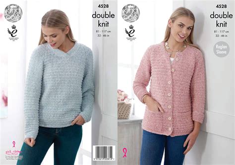 King Cole Womens Double Knitting Pattern Ladies Ribbed Cardigan And Jumper Dk 4528 5015214223614