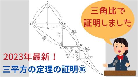 三平方の定理の証明⑯～2023年最新！三角比を用いた証明をわかりやすく解説！ 発見者は10代の少女？～ Fukusukeの数学めも