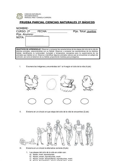 PDF Prueba parcial segundo básico ciencias naturales DOKUMEN TIPS