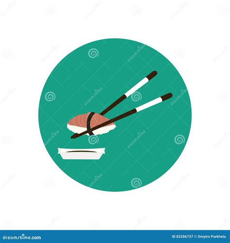 Chopsticks Holding Sushi With Salmon Stock Vector Illustration Of