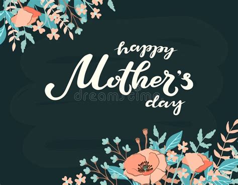 Happy Mother`s Day Typography Lettering Poster With Realistic Pink