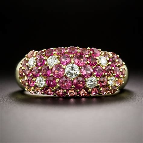 Estate Pink Sapphire and Diamond Band Ring