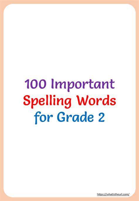 2nd Grade Spelling Words List