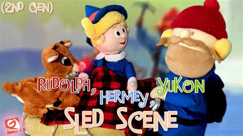 Gemmy Animated Rudolph Hermey And Yukon Sled Scene 2nd Gen