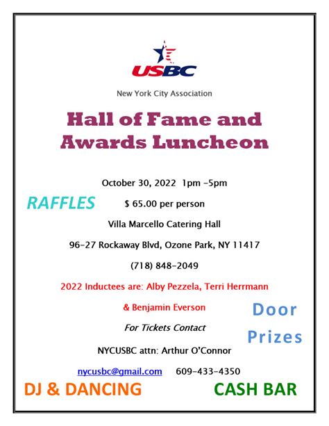 NYC USBC HALL OF FAME LUNCHEON – New York City USBC