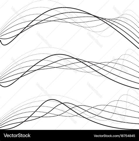 Abstract Curves Dotted Lines Black And White Vector Image