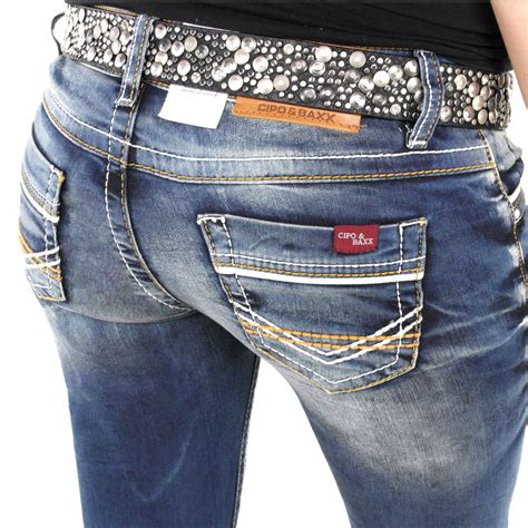 Auffällige Damen Jeans von Cipo Baxx Modell WD 256 Slim Fit mit