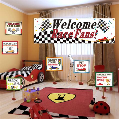 Buy Pieces Race Car Party Decoration Set Welcome Race Fans Banner