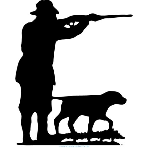 Sticker D Un Chasseur Avec Son Chien