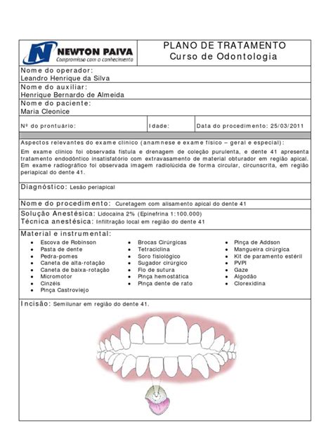 Plano Detratamentocirurgiaperiapical41pdf Dente Odontologia