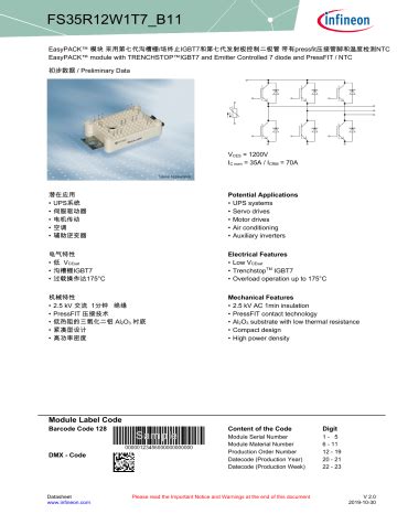 Infineon Fs R W T B Igbt Module Datasheet Manualzz