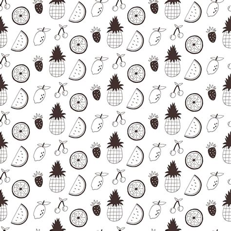 Premium Vector Monochrome Fruit And Berries Seamless Pattern