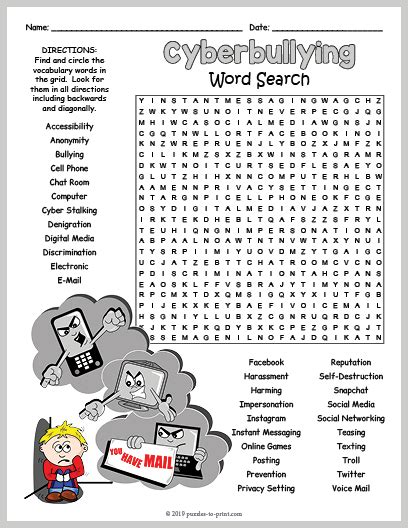 Internet Safety Cyberbullying Word Search Puzzle Worksheet Activity Made By Teachers